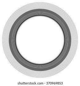 Abstract circle element with geometric lines on white