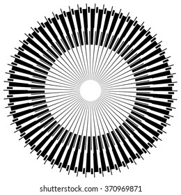 Abstract circle element with geometric lines on white