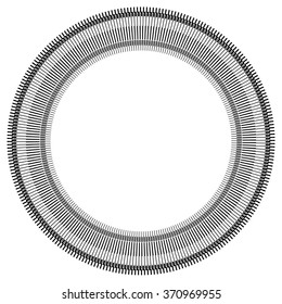 Abstract circle element with geometric lines on white