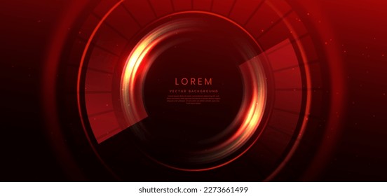 Abstract circle element technology connection digital data on red background. Vector illustration