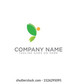 Abstract circle and ellips with green and orange color.  logo illustration