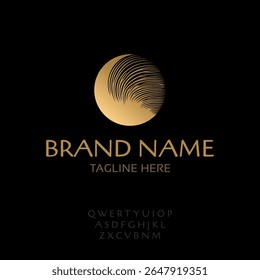 Abstract circle emblem, luxury golden brand, logo design template for any projects, vector illustration