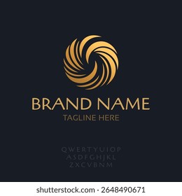 Emblema círculo abstrato, marca dourada de luxo, modelo de design de logotipo para qualquer projeto, ilustração vetorial