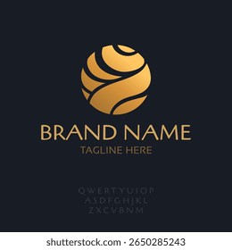 Emblema círculo abstrato, marca dourada de luxo, modelo de design de logotipo para qualquer projeto, ilustração vetorial