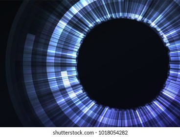 abstract circle eye with sheet overlap background, blue digital layer line, technology background, vector illustration