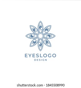 Abstract circle eyes logo design with modern line concept