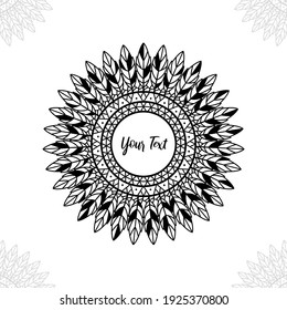 Abstract circle feather ethnic mandala in boho bohemian style vector