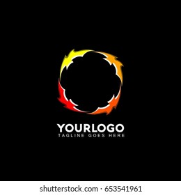 Abstract circle fire logo design template. Flame vector unusual letter. Vector design template elements for your application or company.
