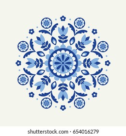 Abstract circle floral element in scandinavian style. Vector Illustration.