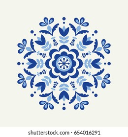 Abstract circle floral element in scandinavian style. Vector Illustration.