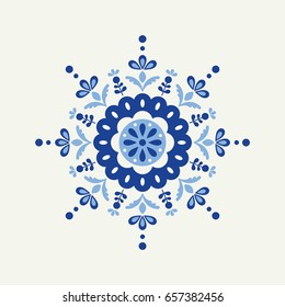 Abstract circle floral element in scandinavian style. Vector Illustration.