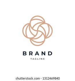 Plantilla de diseño del logotipo de floración circular abstracta