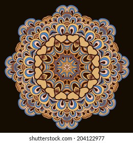 Abstract circle floral ornamental border. Lace pattern design. Hand drawn decorative background. Ornamental border frame. Can be used for banner, web design, wedding cards etc.