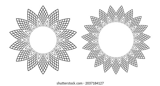 Abstract circle floral patterns set. Vector art.