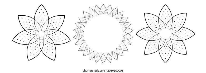 Resumen de los patrones florales de círculo. Arte vectorial.