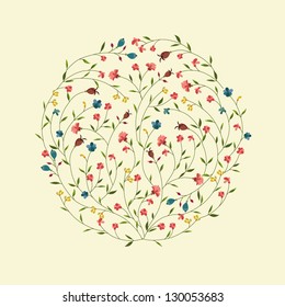 Abstract circle with flowers