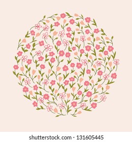 Abstract circle with flowers