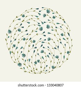 Abstract circle with flowers
