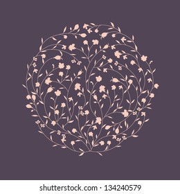 Abstract circle with flowers