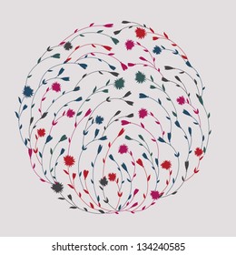 Abstract circle with flowers