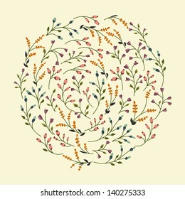 Abstract circle with flowers