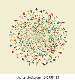 Círculo abstracto con flores
