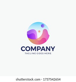 abstract circle fluid wavy gradient colorful logo design template. Vector illustration