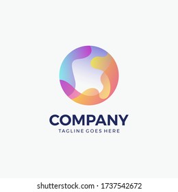 abstract circle fluid wavy gradient colorful logo design template. Vector illustration