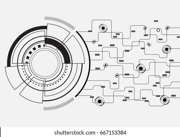 Abstract circle form with connection lines and small circles vector technology background