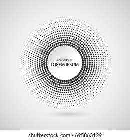 Abstract circle. A frame of dots. Halftone texture. The round border. Vector illustration.
