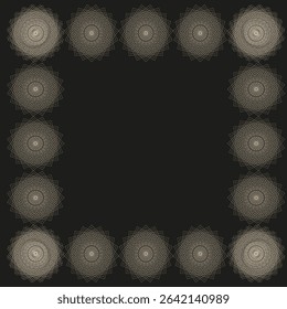 Abstract circle frame. Glowing dot pattern. Geometric Vector border. Dark background element.
