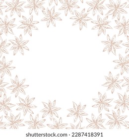 Abstract circle frame for lettering with a pattern of dry star anise around. Herbs And Spices Day.