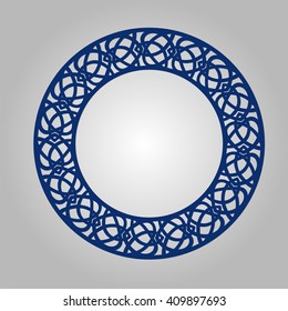 Abstract circle frame with swirls, vector ornament, vintage. May be used for laser cutting.