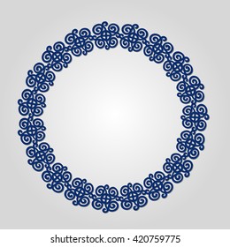 Abstract circle frame with swirls, vector ornament, vintage . May be used for lasercutting. 