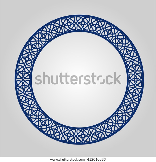 Abstract circle frame with swirls, vector\
ornament, vintage. May be used for\
lasercutting.