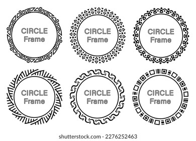 Abstract circle frames set. Collection of rounded borders.  Ornate, luxury, elegant oval design elements, copy space for your text or picture.