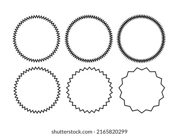 Abstract circle frames, sunburst or starburst borders, line art style illustration