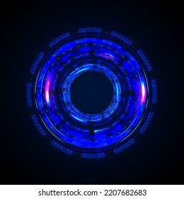 Abstract circle futuristic glitch frame. Colorful light effect.