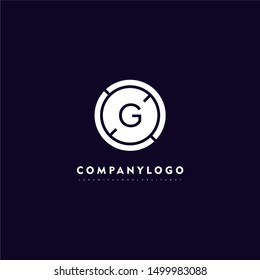 abstract circle G logo letter isolated on purple background technology symbol