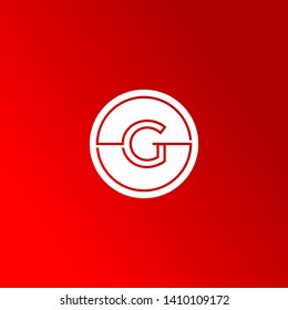 abstract circle G logo letters in modern line shape with red background design concept