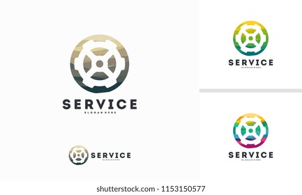 Abstract Circle Gear logo designs concept vector, Service logo template designs