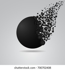 Abstract circle geometric background black explosion broke spread. vector illustration