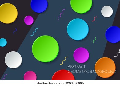 Abstract circle geometric background design with colorful circles and curved lines. Template for modern cover, brochure, flyer and banner. Vector illustration.