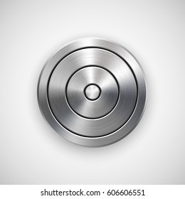 Abstract circle geometric badge, technology perforated button template. Vector illustration.