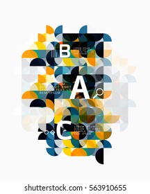 Composición geométrica del círculo abstracto aislada en blanco. Fondo de plantilla de vector para diseño de flujo de trabajo, diagrama, opciones de número o diseño web