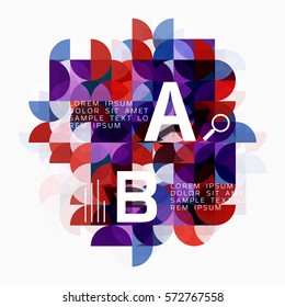 Composição geométrica do círculo abstrato isolada no branco. Plano de fundo de modelo de vetor para layout de fluxo de trabalho, diagrama, opções de número ou design da Web