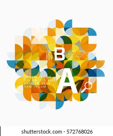 Composición geométrica del círculo abstracto aislada en blanco. Fondo de plantilla de vector para diseño de flujo de trabajo, diagrama, opciones de número o diseño web