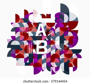 Composición geométrica del círculo abstracto aislada en blanco. Fondo de plantilla de vector para diseño de flujo de trabajo, diagrama, opciones de número o diseño web