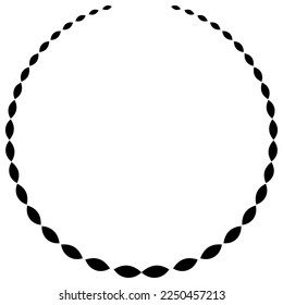 Abstract Circle Geometric Leaf Shape Beans Black Isolated Element Decorative Vector Illustration