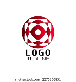 Abstract circle geometric logo. Red rose circle logo vector